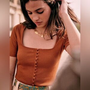 Sezane Grant Tee in brown